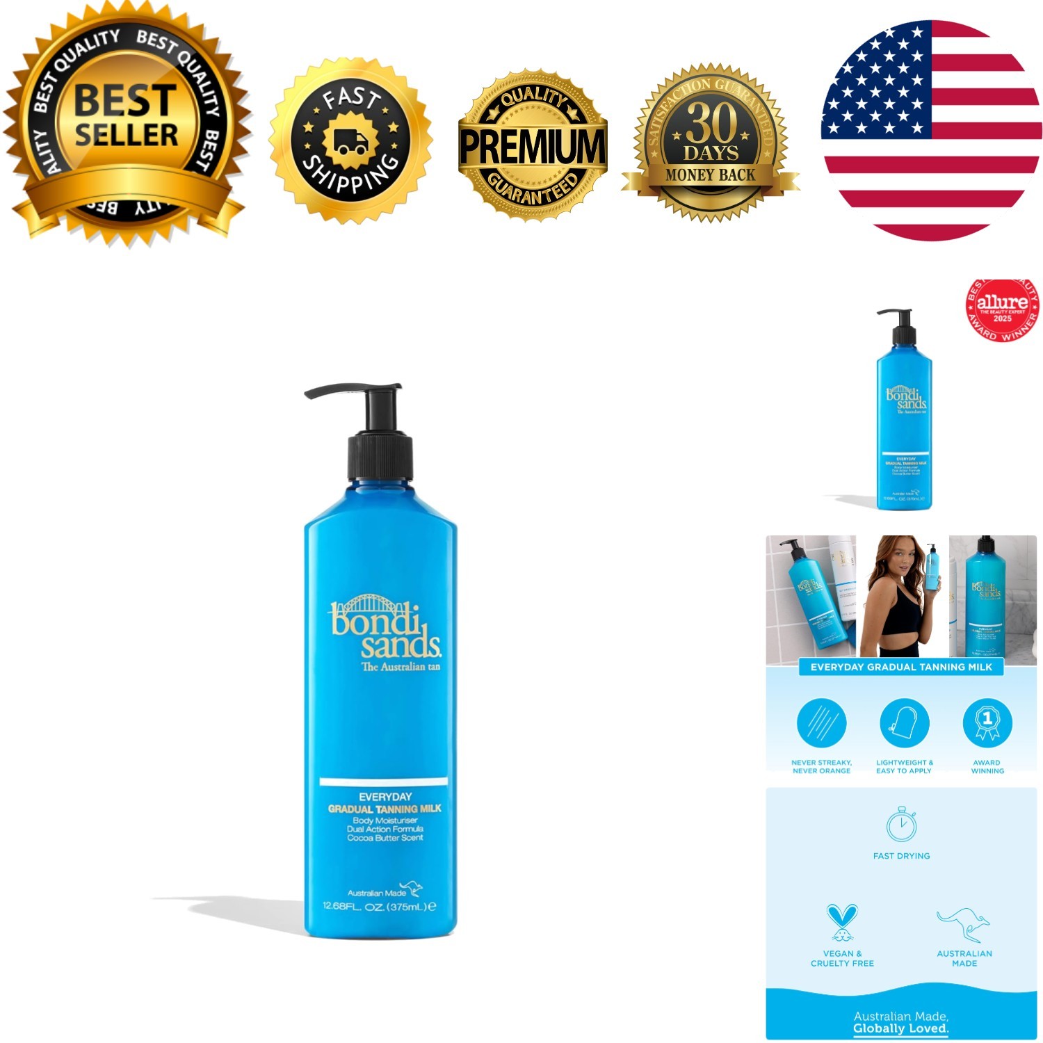 Long-Lasting Gradual Tanning Lotion with Aloe Vera for a Natural Sun-kissed Glow