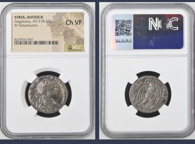 Roman Emperor Elagabalus 218-222 AD Tetradrachm Coin Eagle Genuine NGC Graded