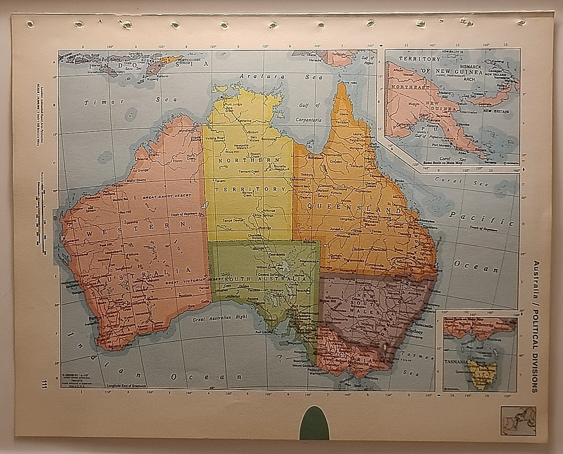 Vintage AUSTRALIA Atlas Map from a 1967 Mid-Century Modern World Book Atlas
