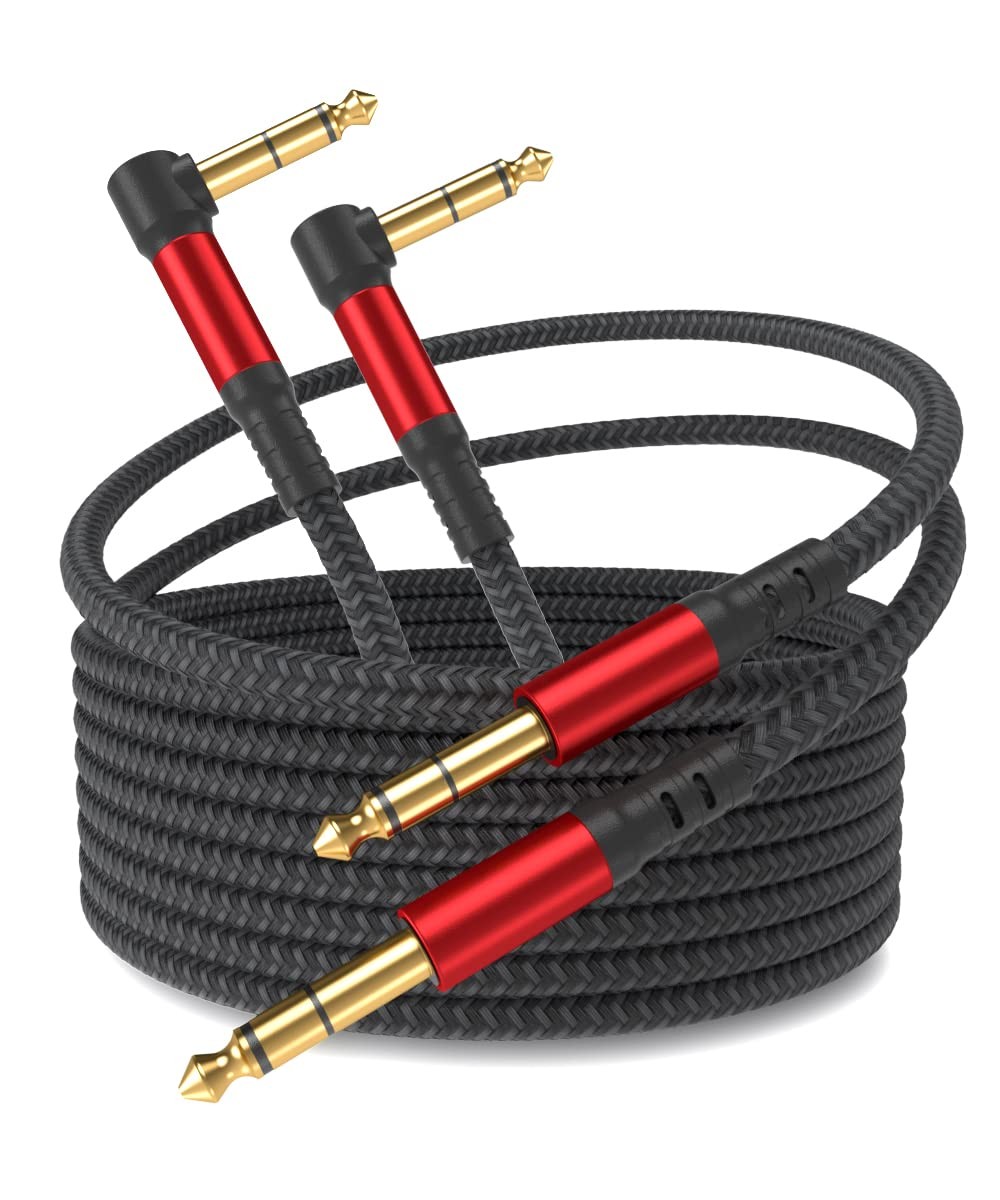 IALEGANT 1/4 Inch Cable TRS Guitar 10 ft 2-Pack, 10 feet, Black 