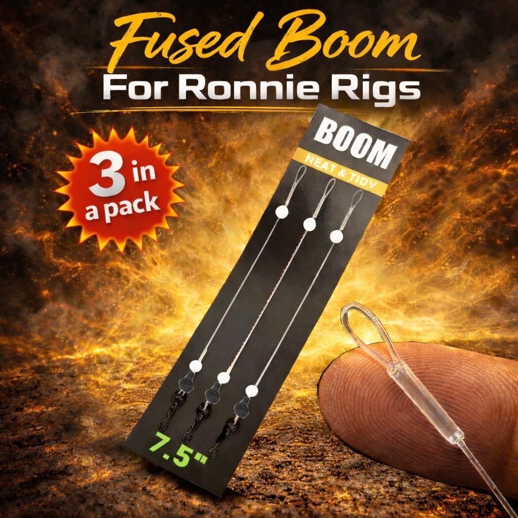 Carp Fishing Booms Ronnie Rig Spinner Swivels Fluorocarbon 3 Pack + bead weight