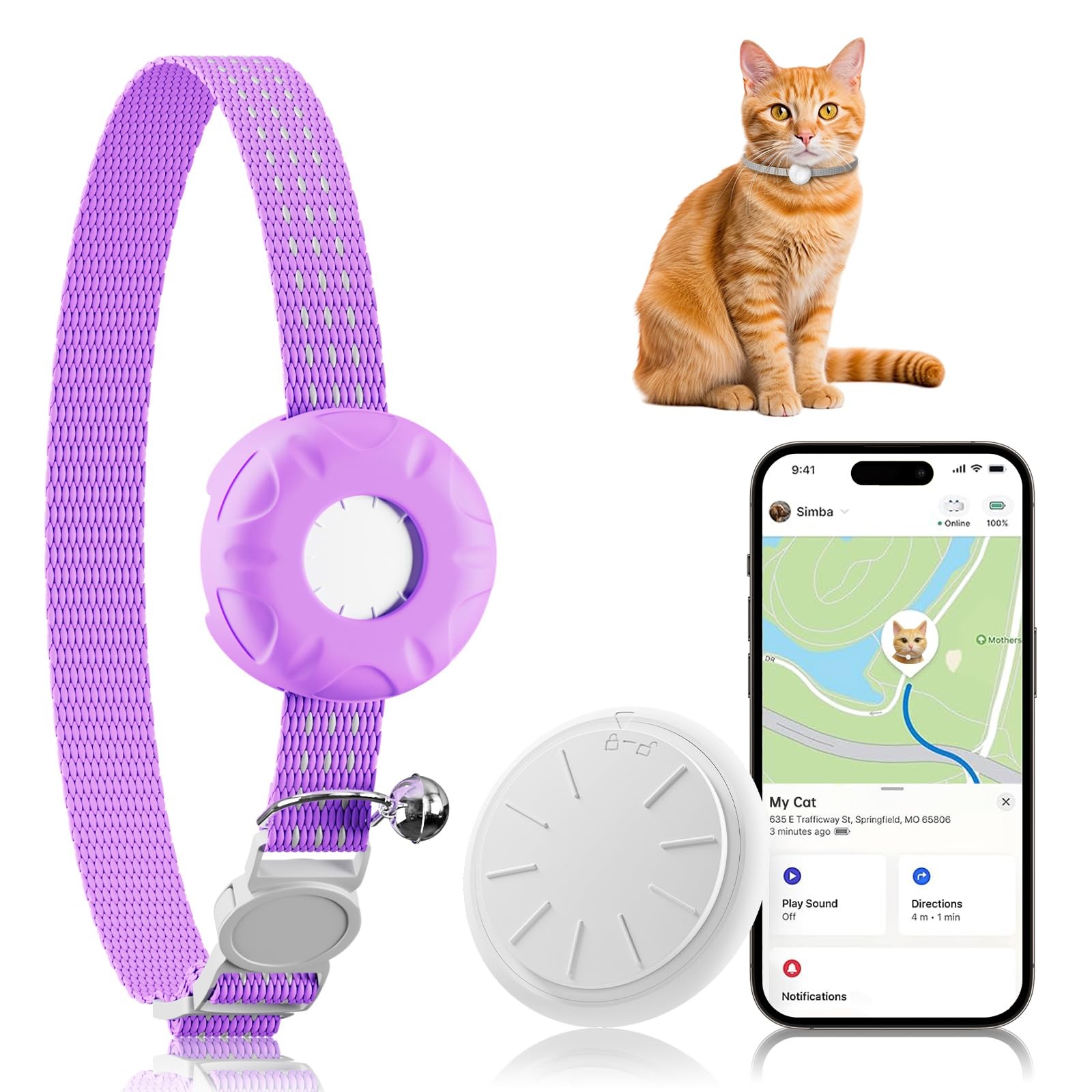Cat GPS Tracker for Cats, Waterproof Pet GPS Tracker, Compatible with Apple F...