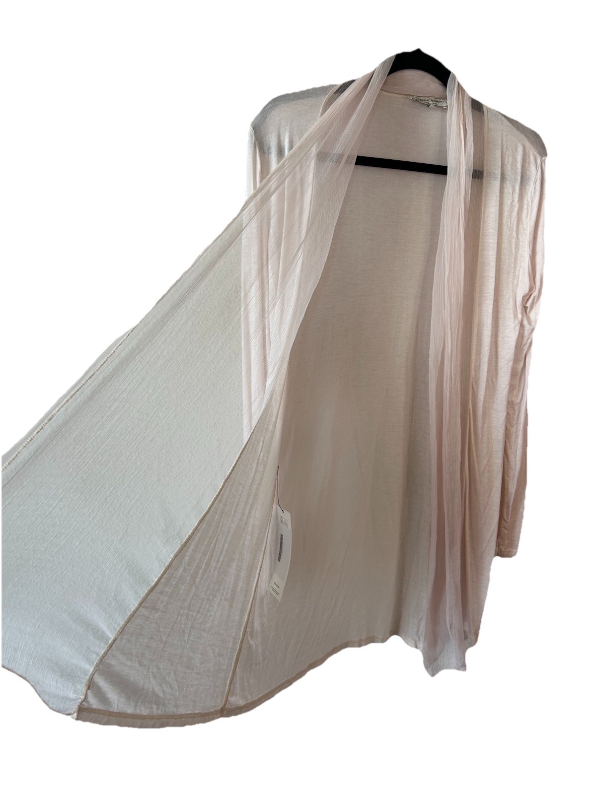 Loggia de Tessitori Italy Silk Trim Cardigan Pink Drape Open Front S