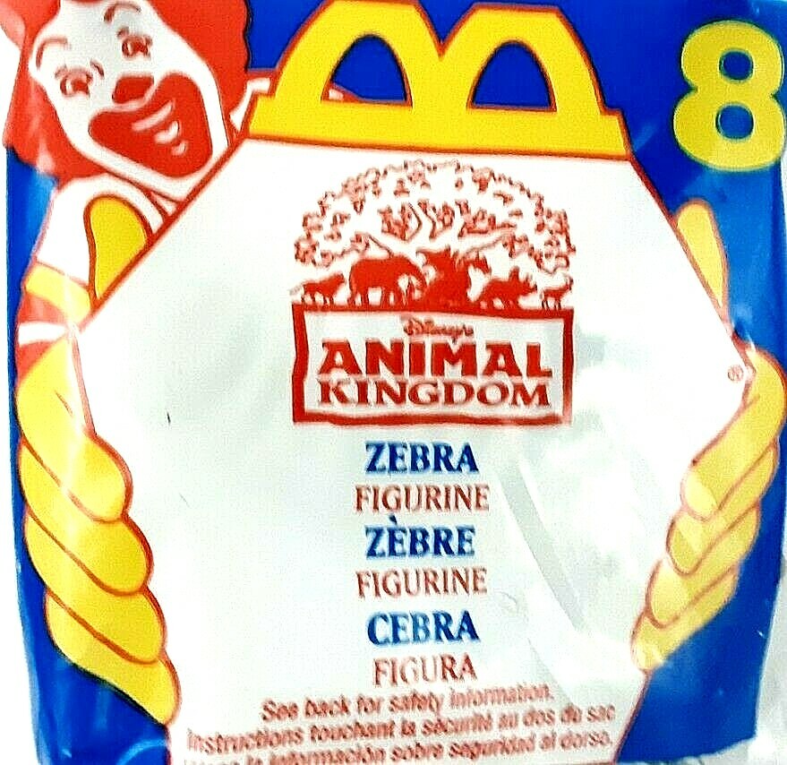 Vintage 1998 McDonalds Happy Meal Toy Animal Kingdom ZEBRA Mobile Figurine 8