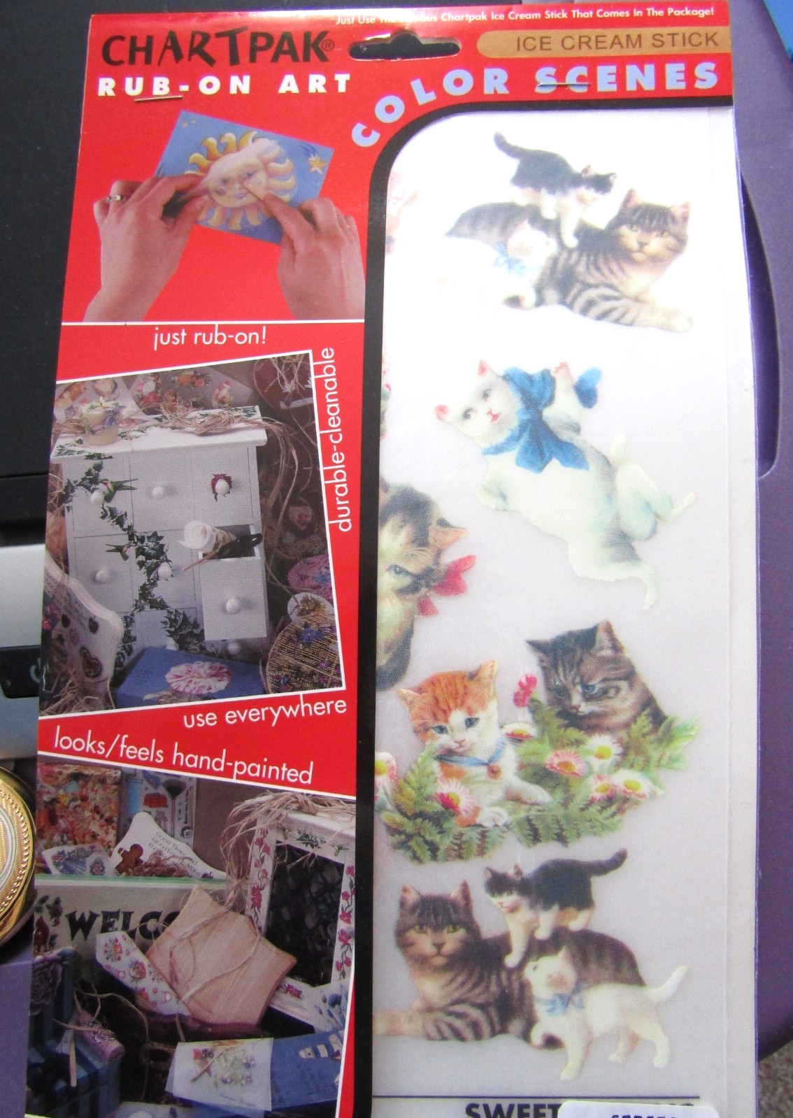 Chartpak COLOR SCENES RUB-ON-ART * SWEET KITTENS *NEW - 1 Sealed Pack