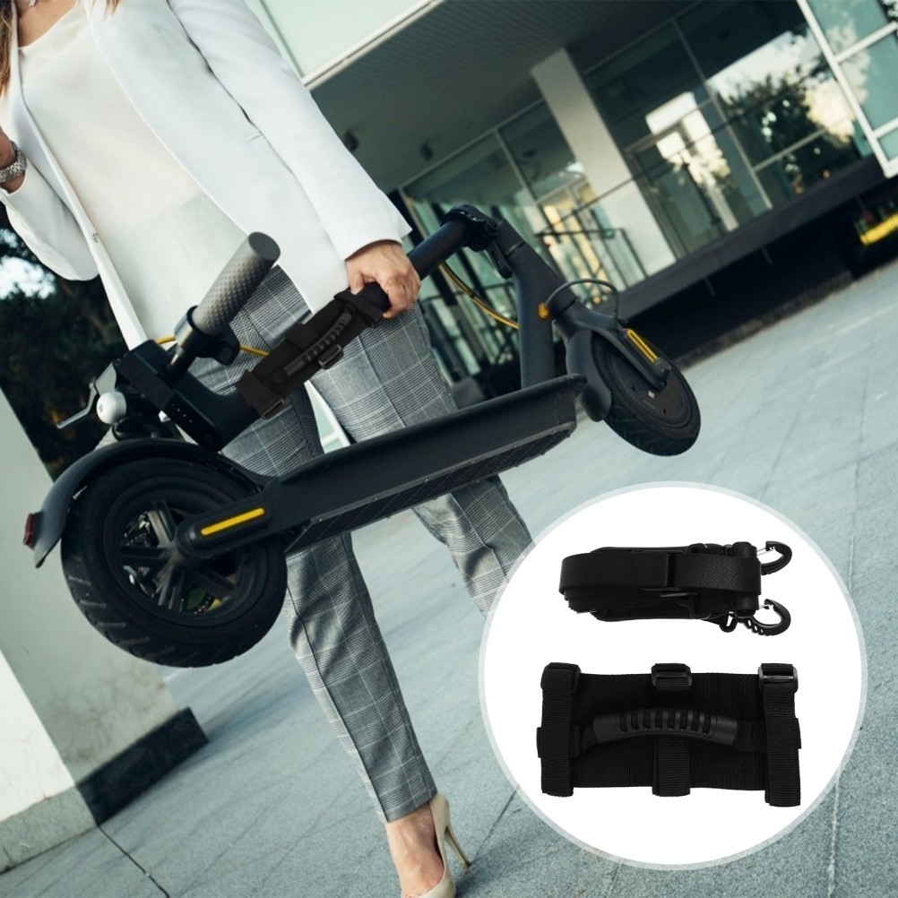 2Pcs Adjustable Scooter Shoulder Strap Handle Kit Scooter Carrying Strap (Black)