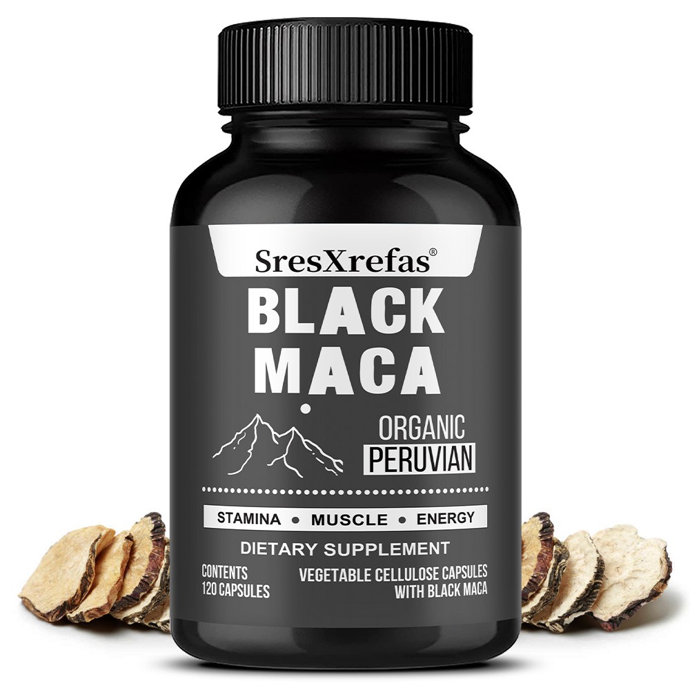 Organic Peruvian Black Maca 900mg For Stamina & Muscle Energy 30/60/120 Capsules