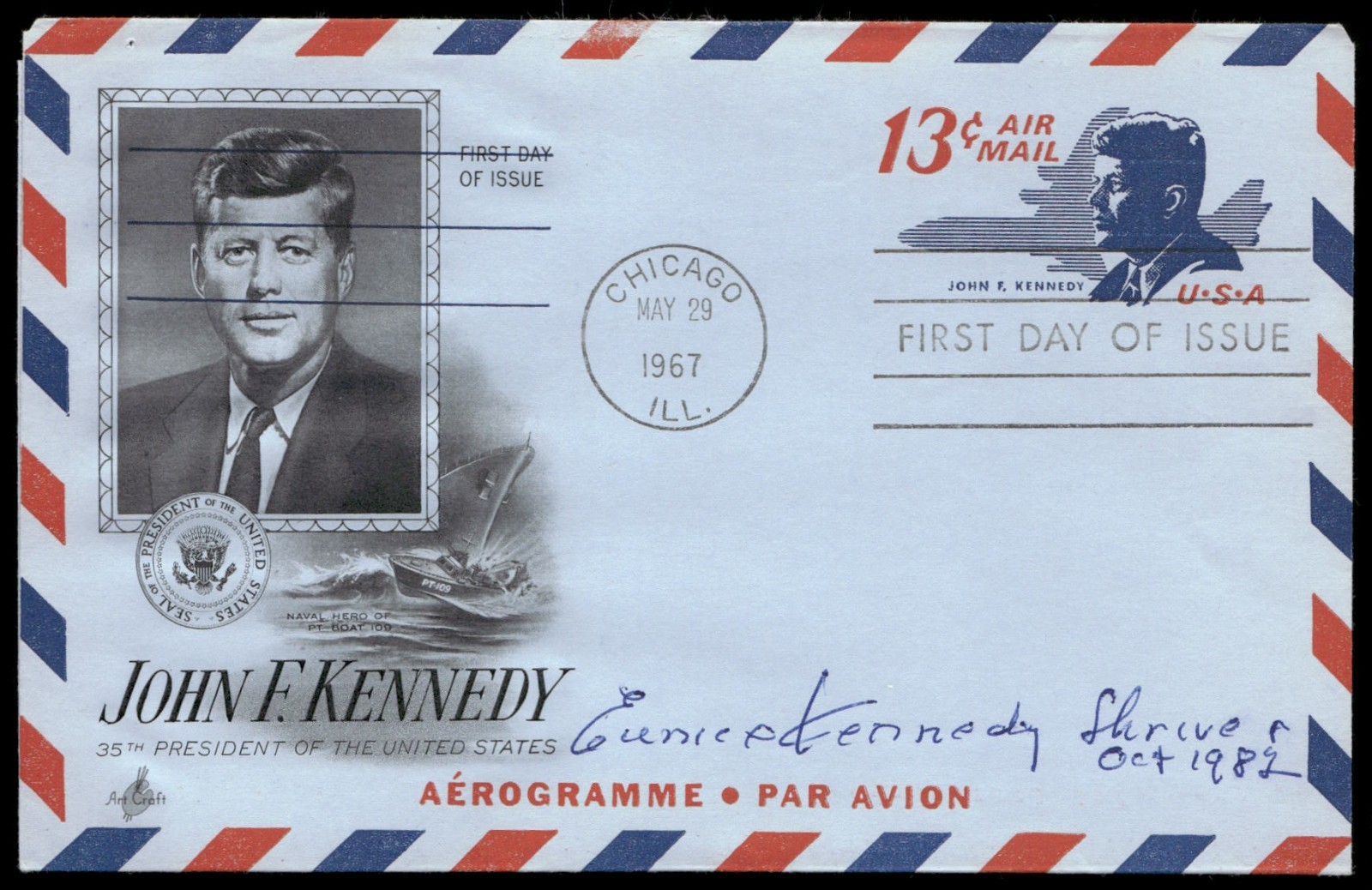 Eunice Kennedy Shriver First 1st Day Cover Signed Auto -Rare Vintage Autograph
