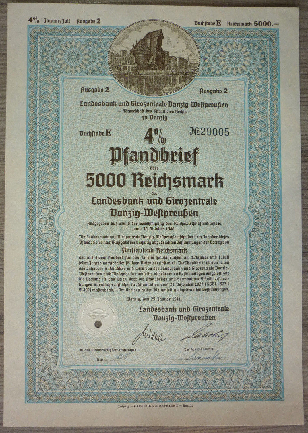 Share, Danzig 1941, 5000 RM, (Art.3246)