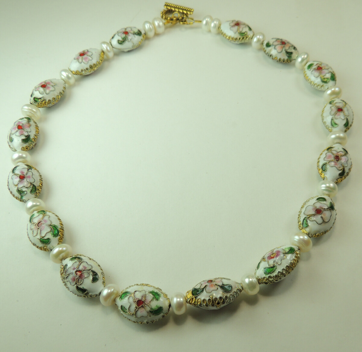 Statement Cloisonne Pearl Necklace Handcrafted Jewelry Wedding 