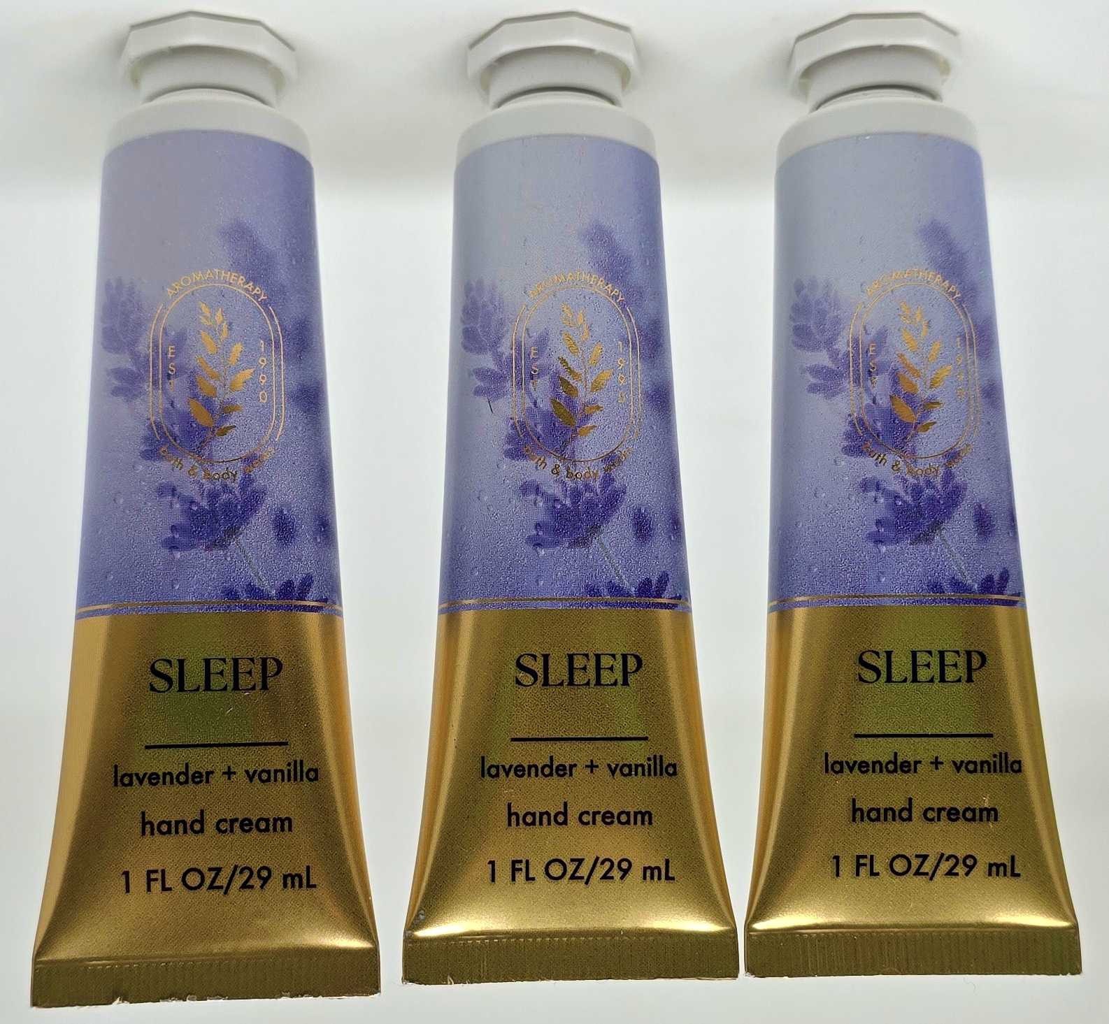 Bath & Body Works Aromatherapy SLEEP Lavender + Vanilla Hand Cream 1 oz Each (3)