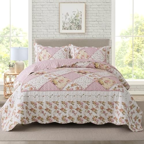  3-Piece Quilt Set Quilted Bedspread Lightweight Coverlet Set King D-flower