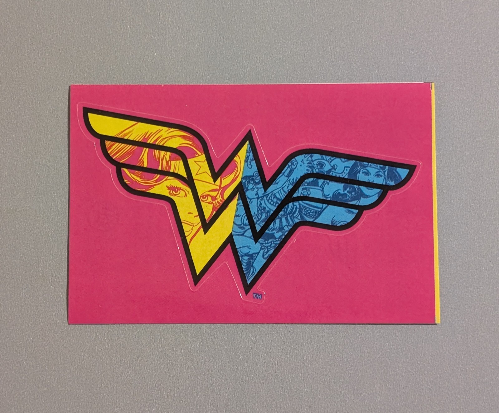 Wonder Woman Logo Vending Sticker - DC Series 3 - Superheroine Pink Yellow Blue