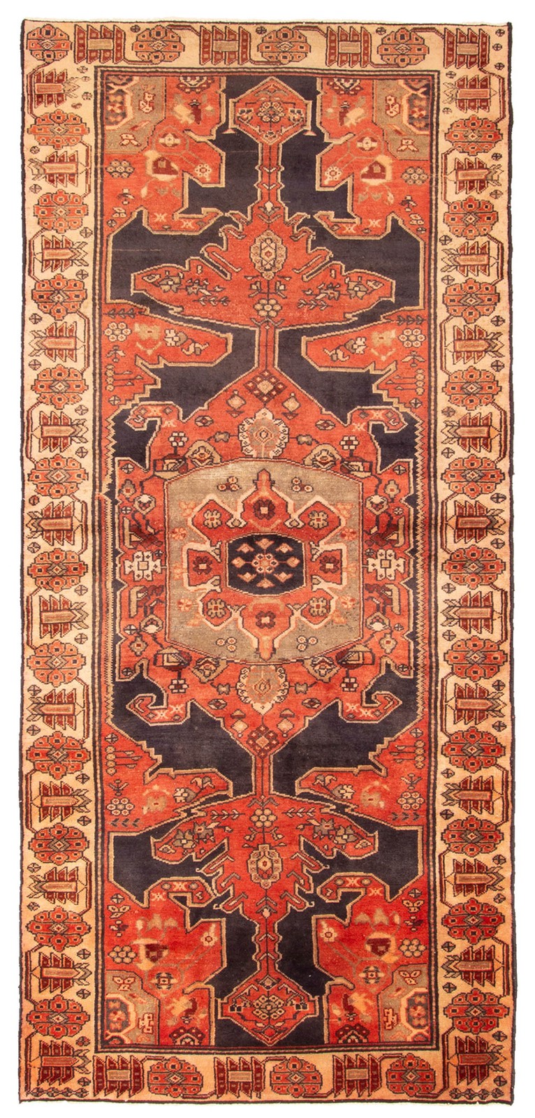 Vintage Hand-knotted Runner Rug 4'2" x 9'5" Traditional Oriental Wool Carpet