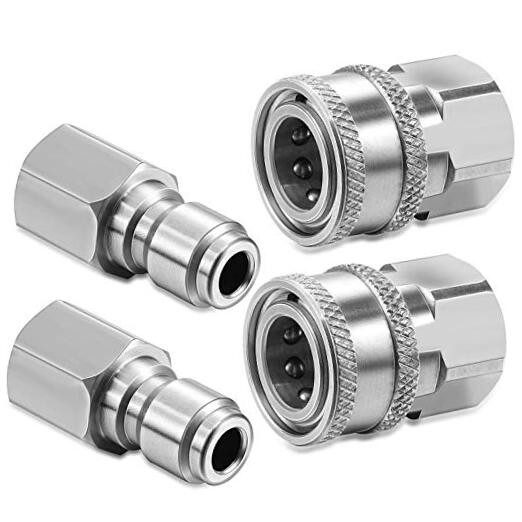 2 Sets  NPT 3/8 Inch Stainless Steel Male and Female Quick Connector Kit 