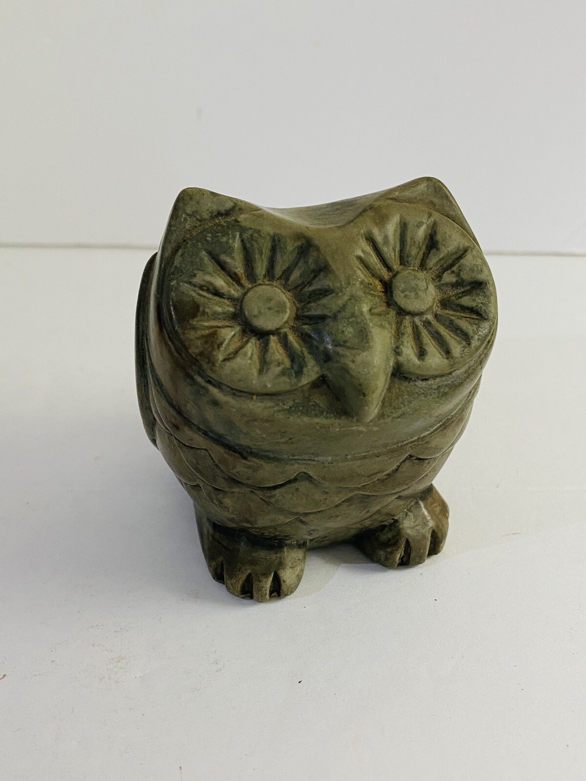 Cast Soapstone Hoot Owl Figurine Thorn Arts Nanaimo BC Canada 1970s Retro 