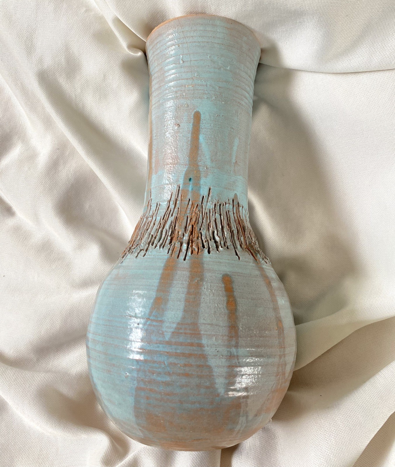 Vintage Mid Century 1969 Studio Pottery Vase Signed REVERSIBLE