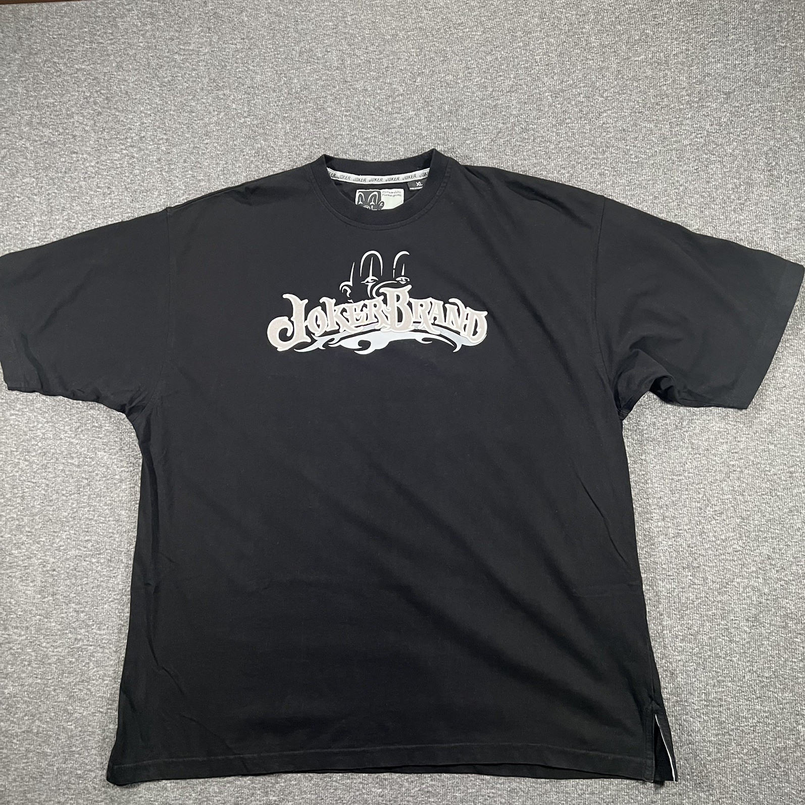 Y2K Vintage Joker Brand Tee Black XL Embroidered Joker Brand 