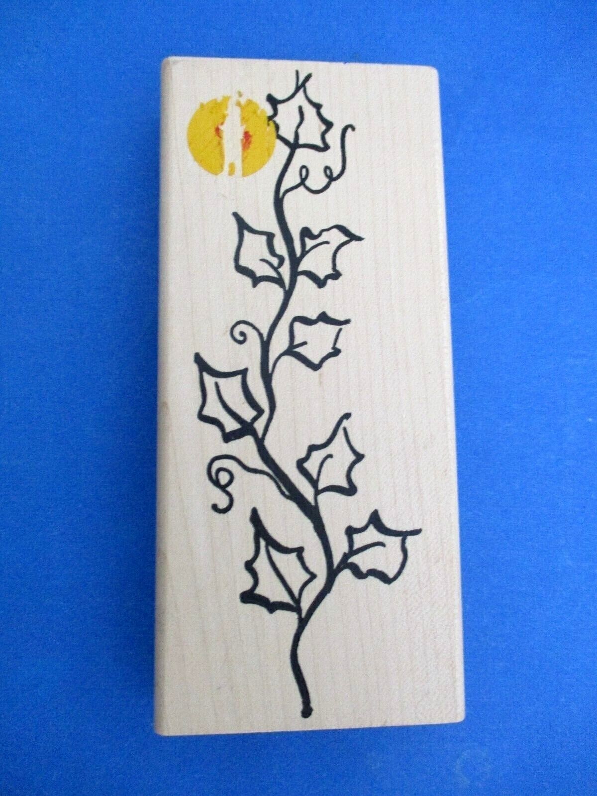 DENAMI DESIGN LEAVES RUBBER STAMP WOOD MTD LARGE