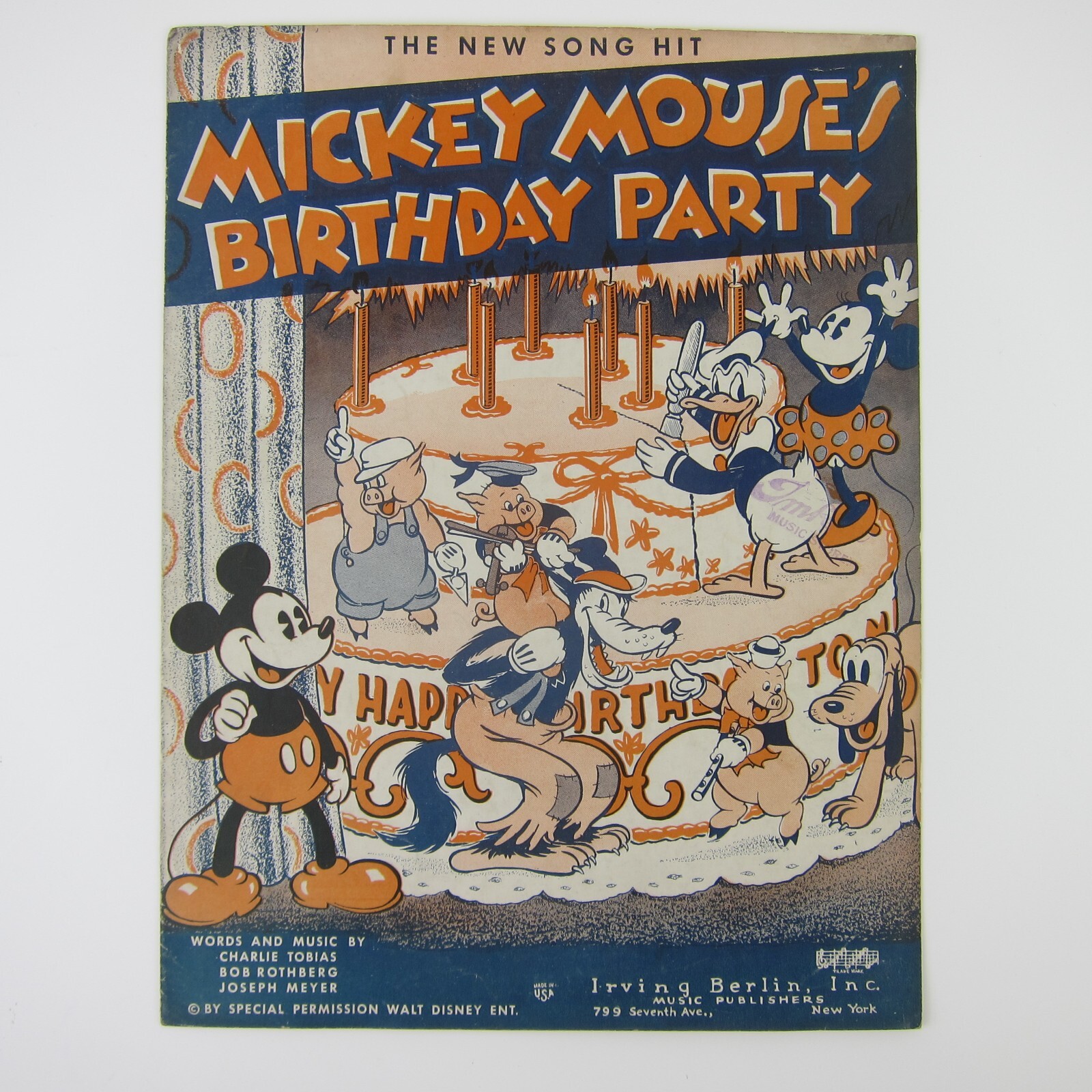 Walt Disney Mickey Mouse Birthday Party Sheet Music Charlie Tobias Vintage 1936