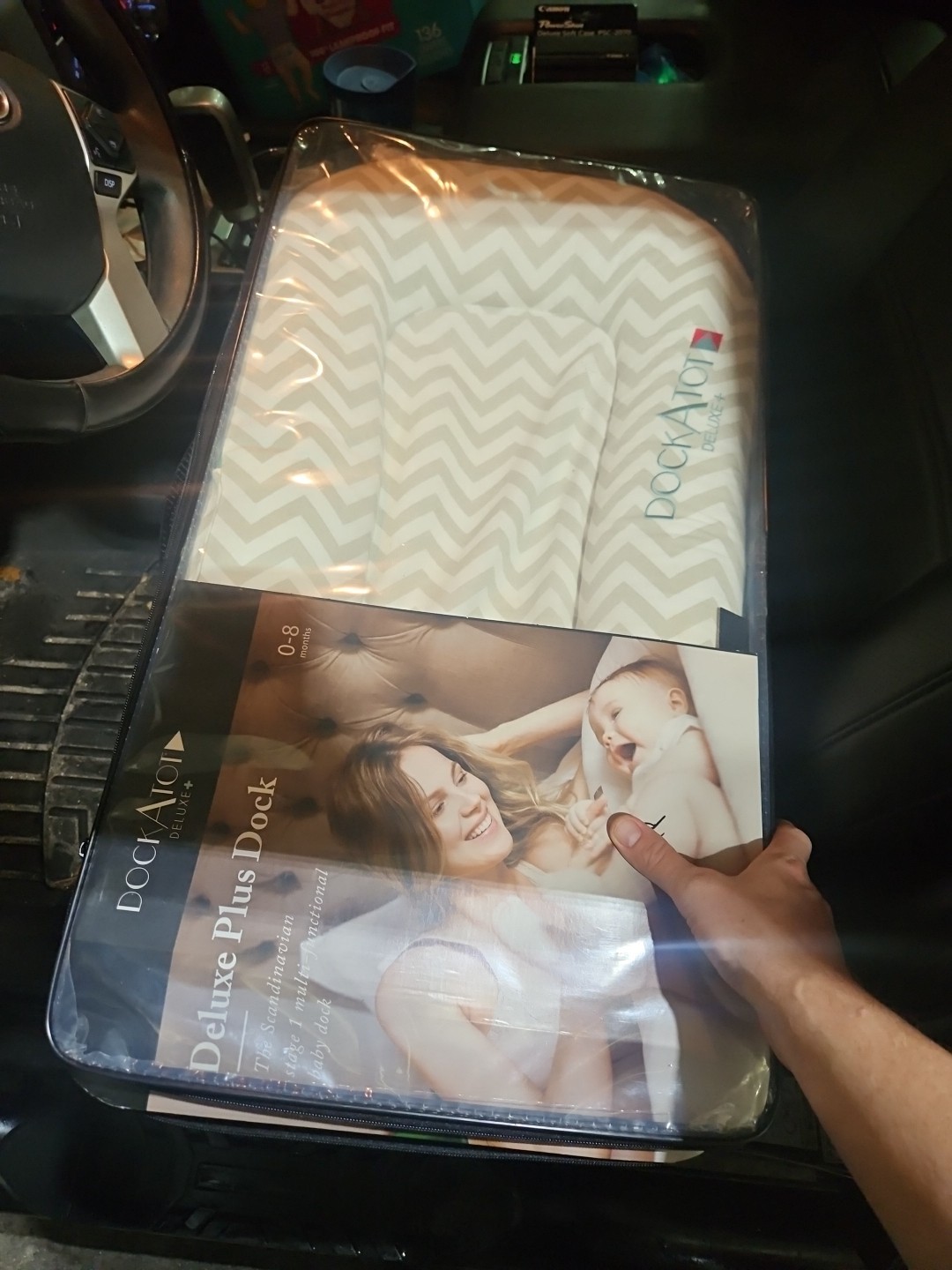 DockATot Deluxe+ Dock In Stone Gingham Baby Lounger 0-8 Months Hypoallergenic