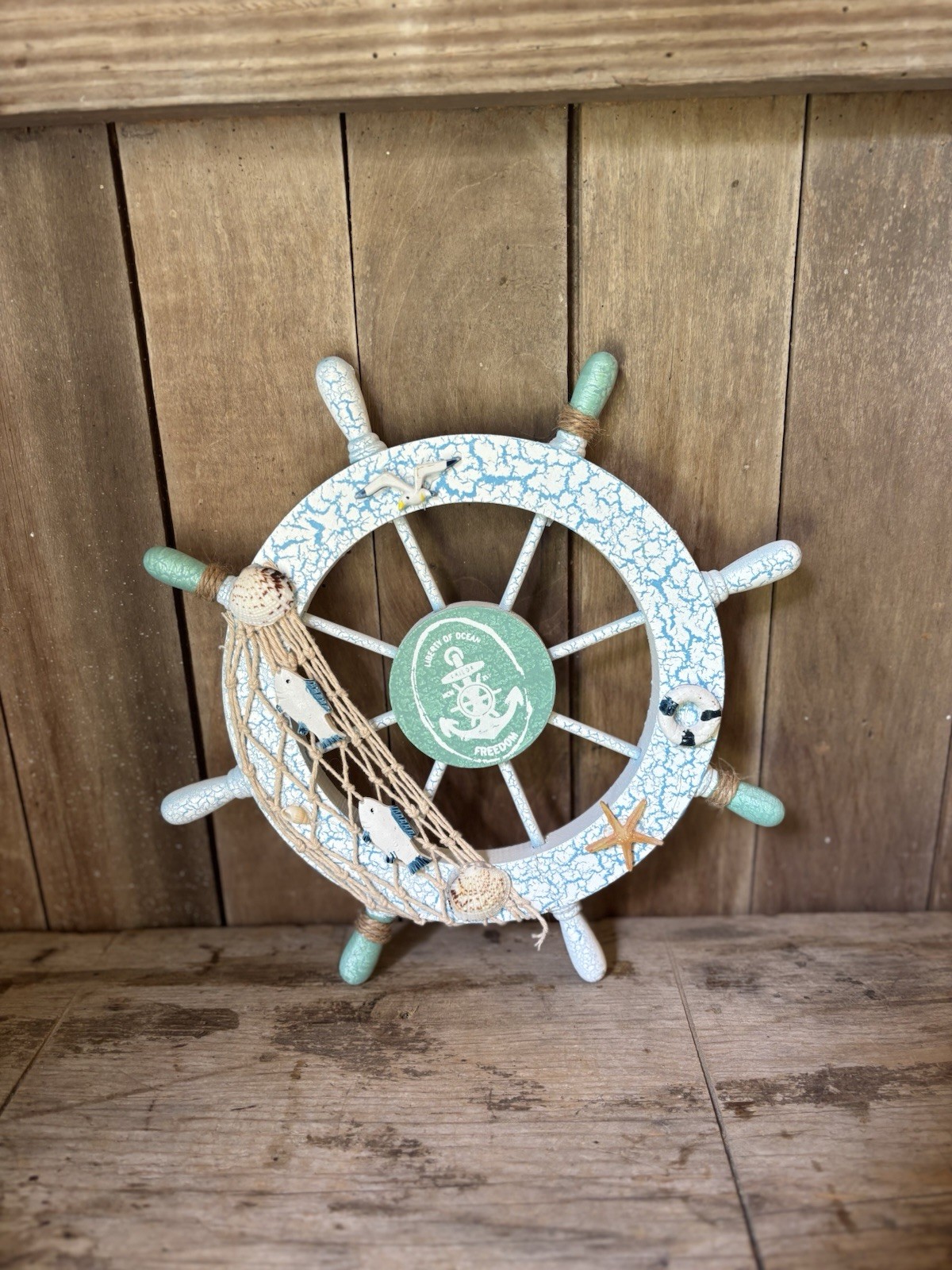 Beachouse Decor Ships Wheel With Net 10 Inch