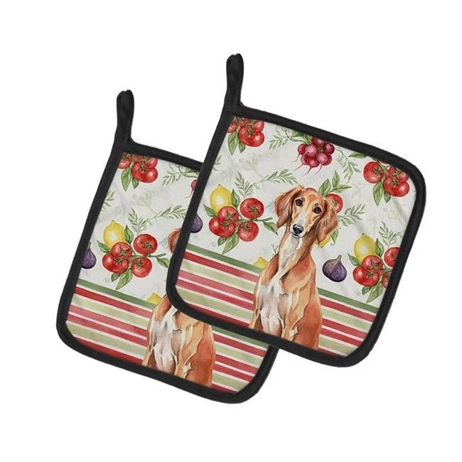 Carolines Treasures WDK8397PTHD Unisex Adult Red Saluki Vegetables Pot Holder...