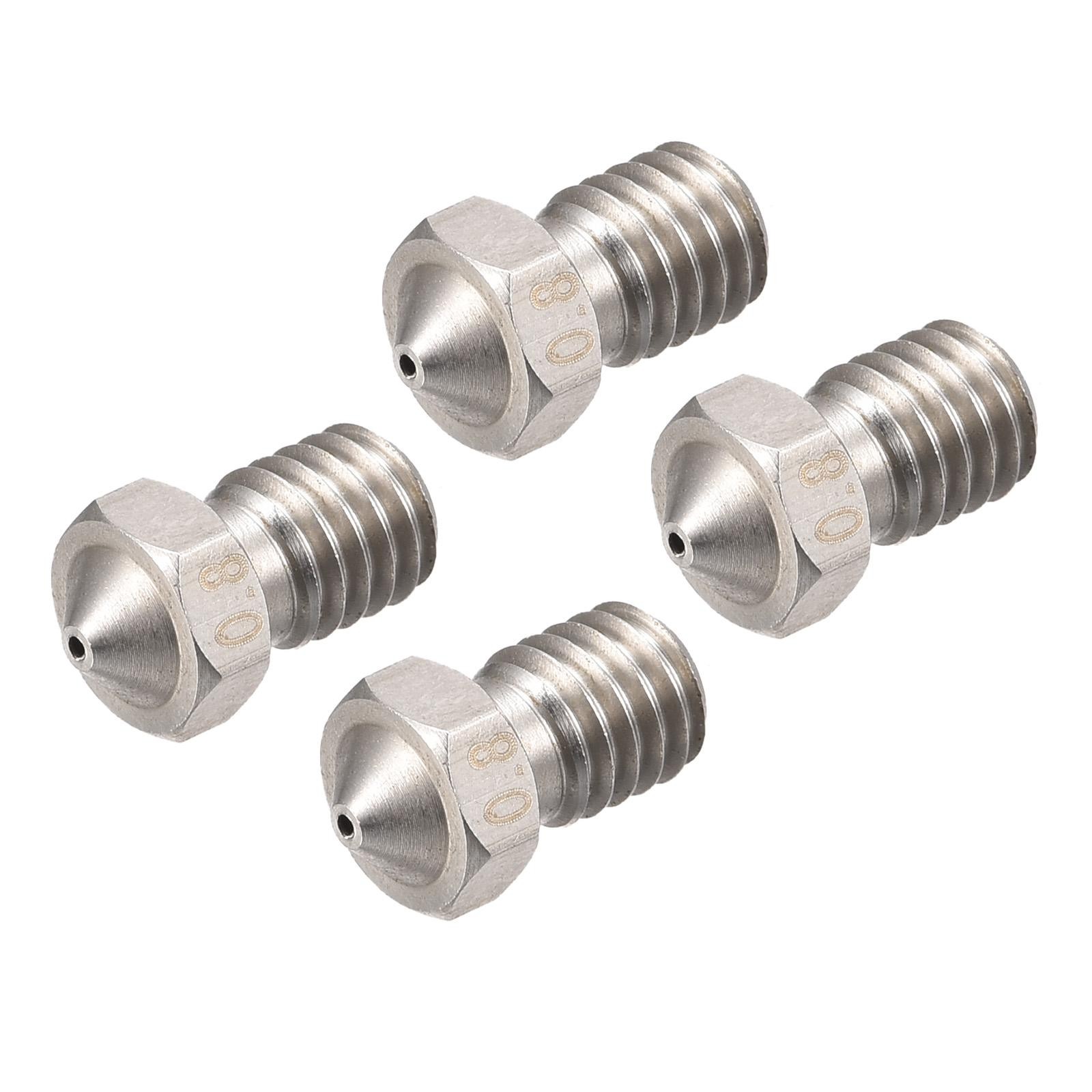 4 Pack 0.8mm 3D Printer Nozzle Stainless Steel Nozzle 3mm Filament