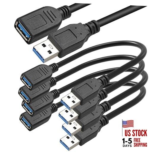  Short USB 3.0 Male A to Female A Extension Cable 5GBps for 4 Pack 15cm