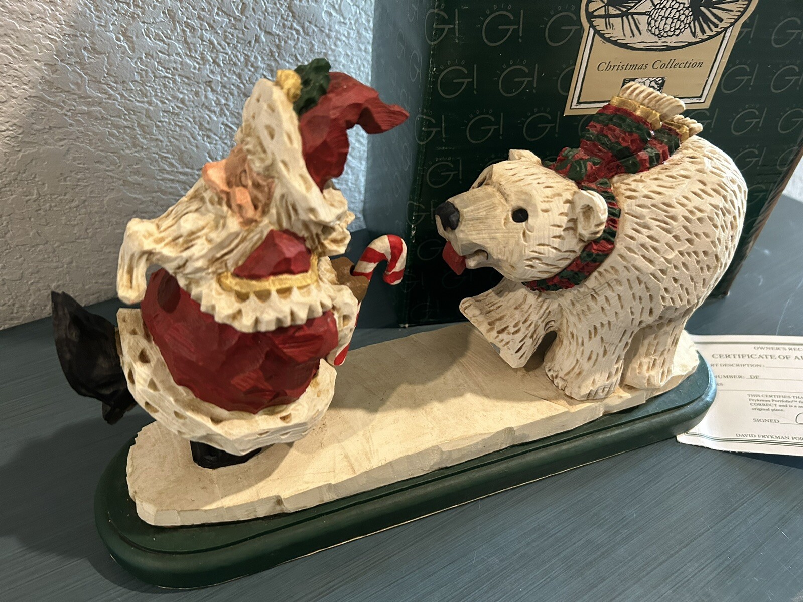 DAVID FRYKMAN POLAR BEAR LICKING CANDY CANE DF1045 - Vtg 1996 COA