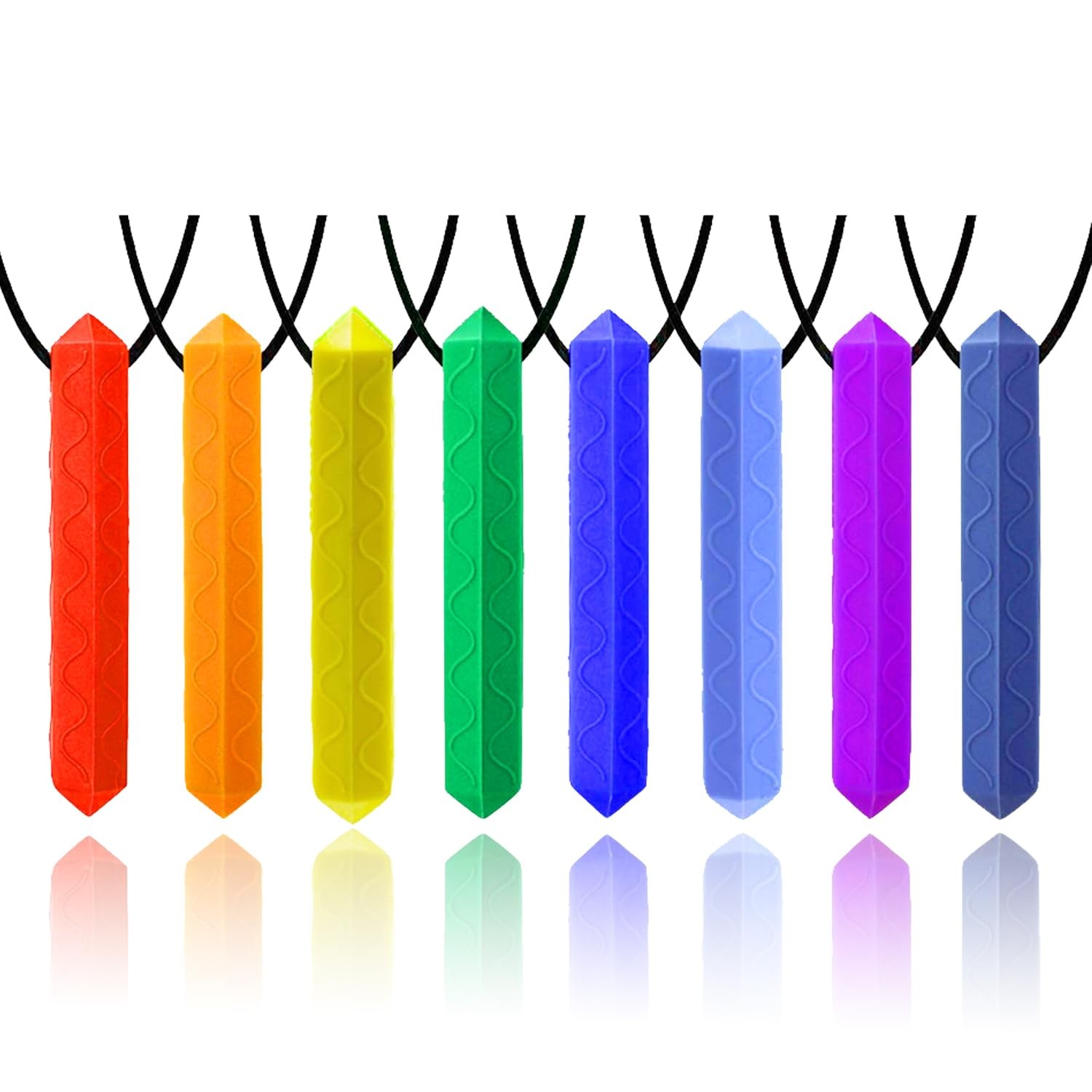 Sensory Chew Necklace by GNAWRISHING, 8 Pack Diamond Chew Necklaces Sensory Kids
