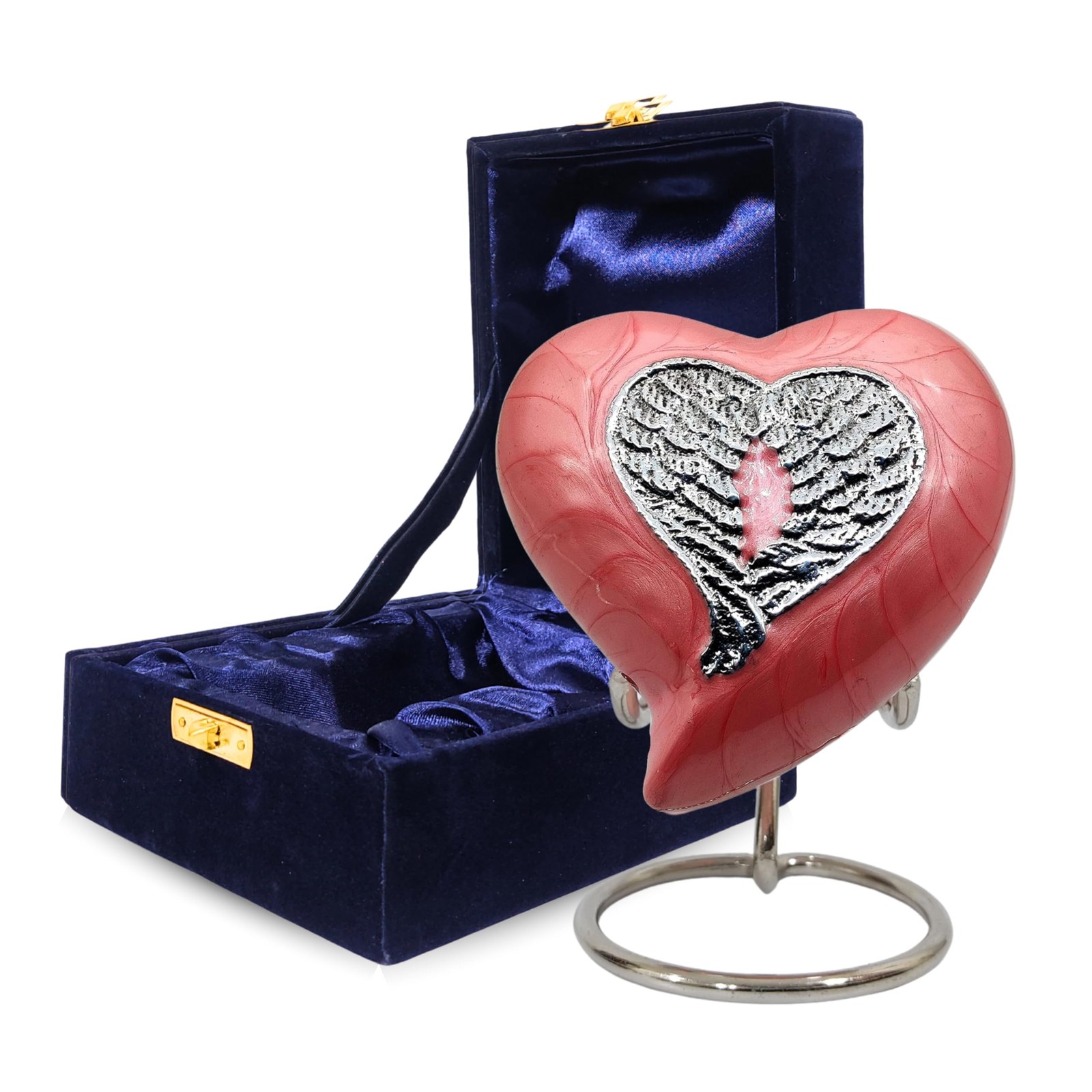 Heart Mini Urn for Ashes Adult , Female | Memorial Gifts with Velvet & Stand ...