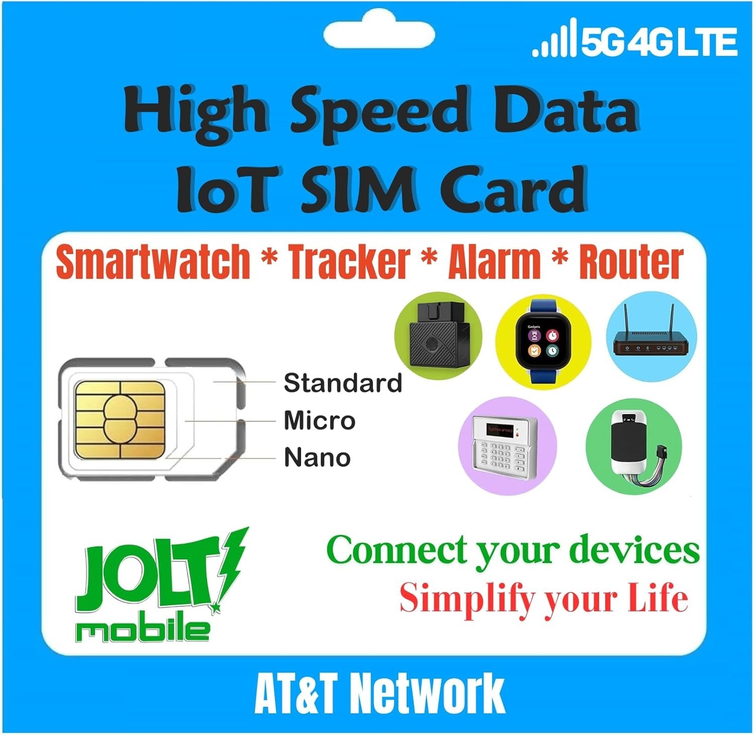 Jolt AT&T IoT SIM Card Starter Kit - SmartWatch GPS Tracker Alarm System Device