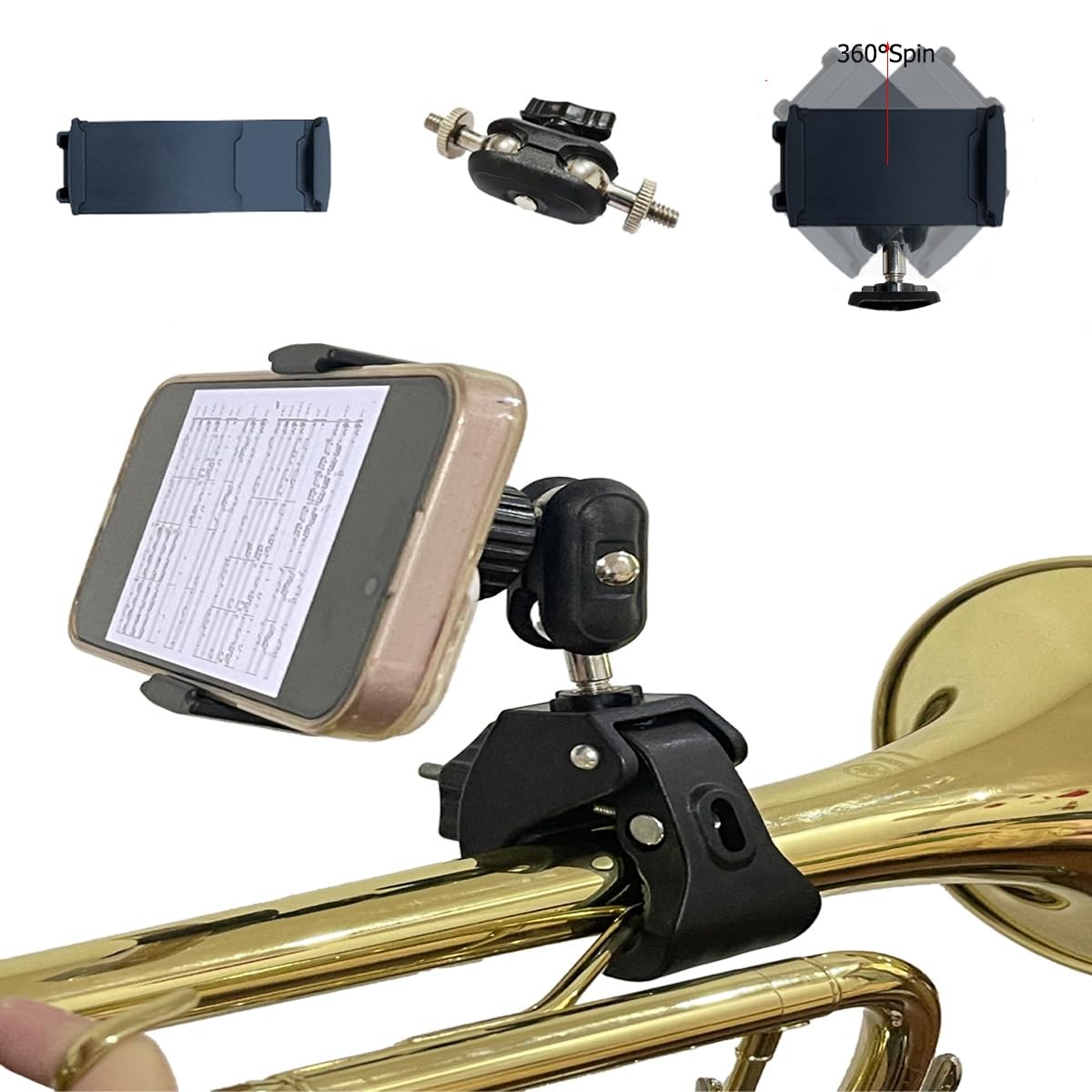 Adjustable Trumpet Phone Music Lyre, Marching Band Adjustable Brass Clip Phon...