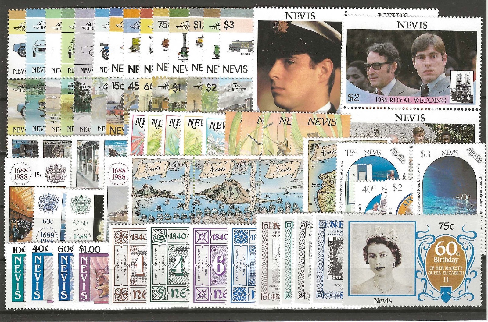 ST KITTS & NEVIS/NEVIS 1986/90 "Commemoratives" MNH