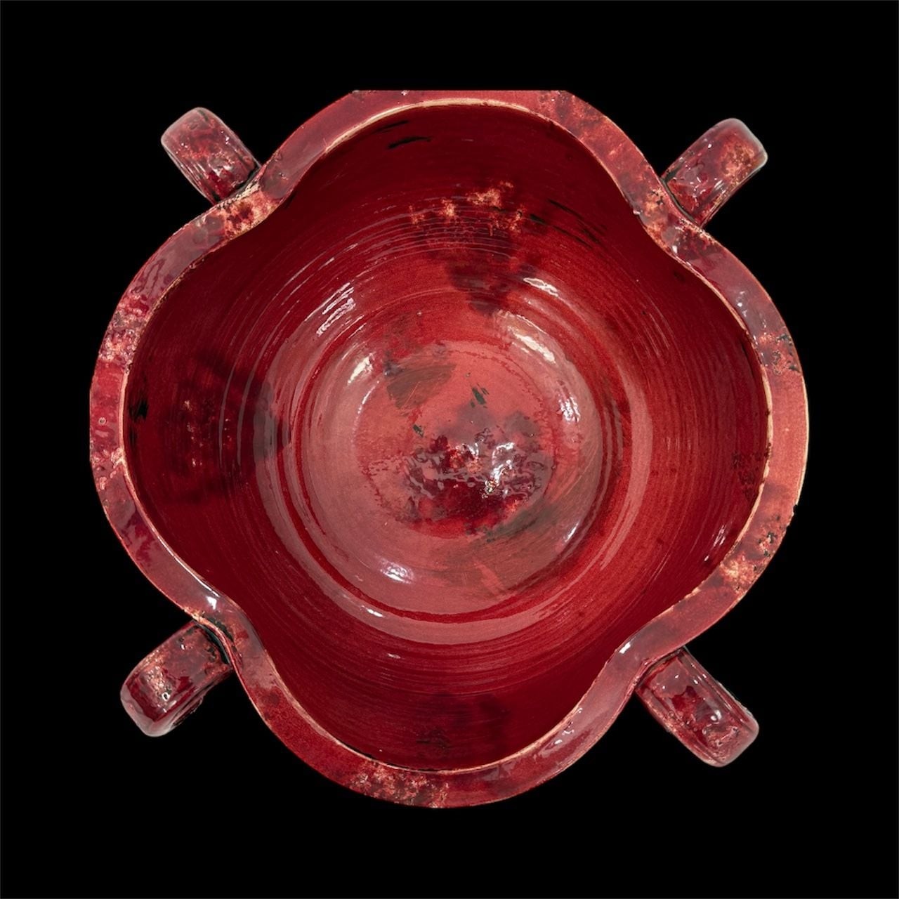 Fortunata Vintage 1960’s Tuscany Italy Large Red Glazed Ceramic 19" across