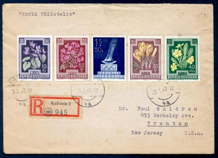 AUSTRIA 1948 REG SEMIS TO USA