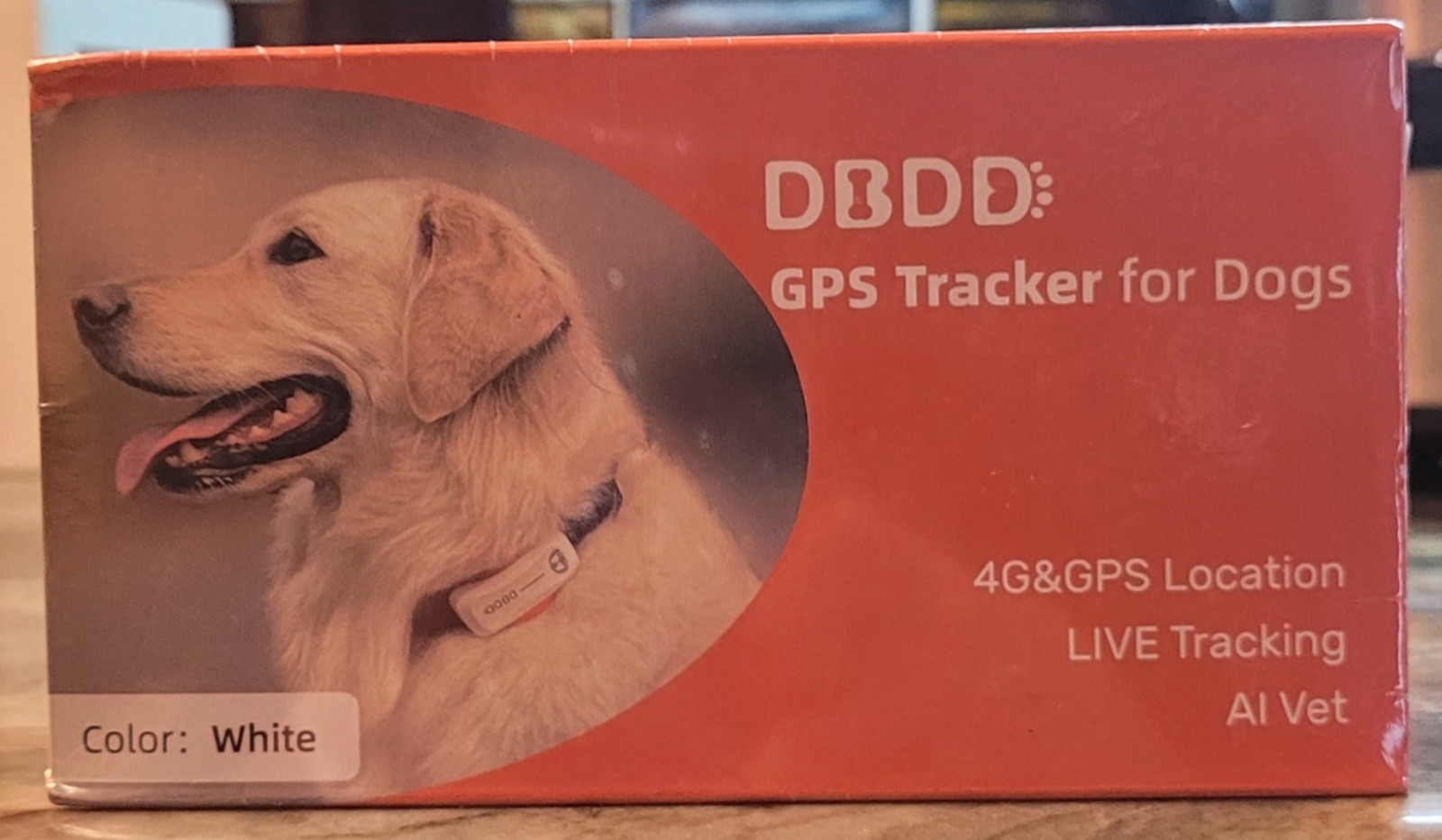 DBDD 4G and GPS Tracker For Dogs 9 lbs + Waterproof: Live Tracking: AI Vet:White