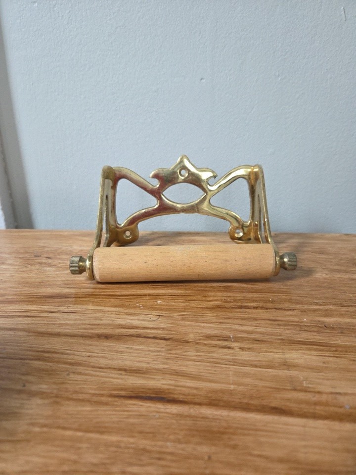 Antique Polished Brass Toilet Paper Holder Late 19th Century 