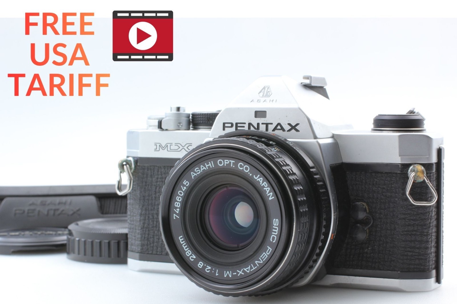 [ Near MINT ] Pentax MX Silver 35mm SLR Film Camera SMC-M 28mm f2.8 From JAPAN