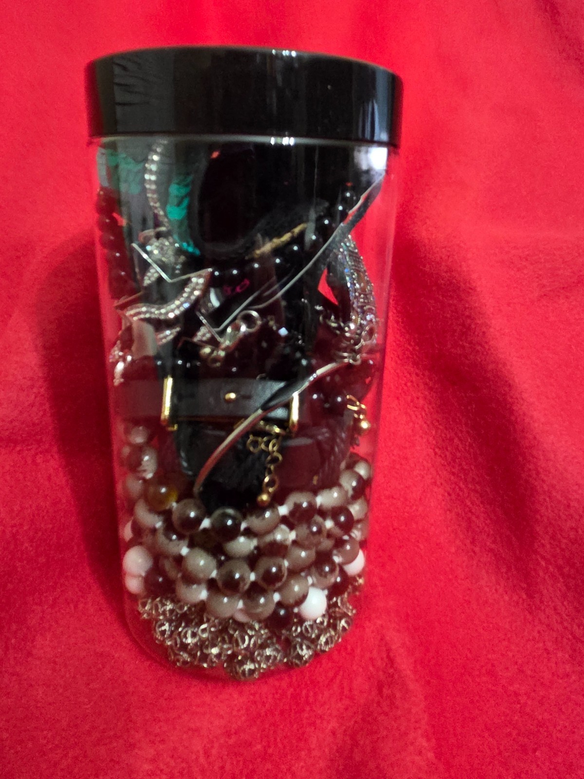 Mystery Jewelry Jar - Black Themed Jewelry  32oz Lot C3