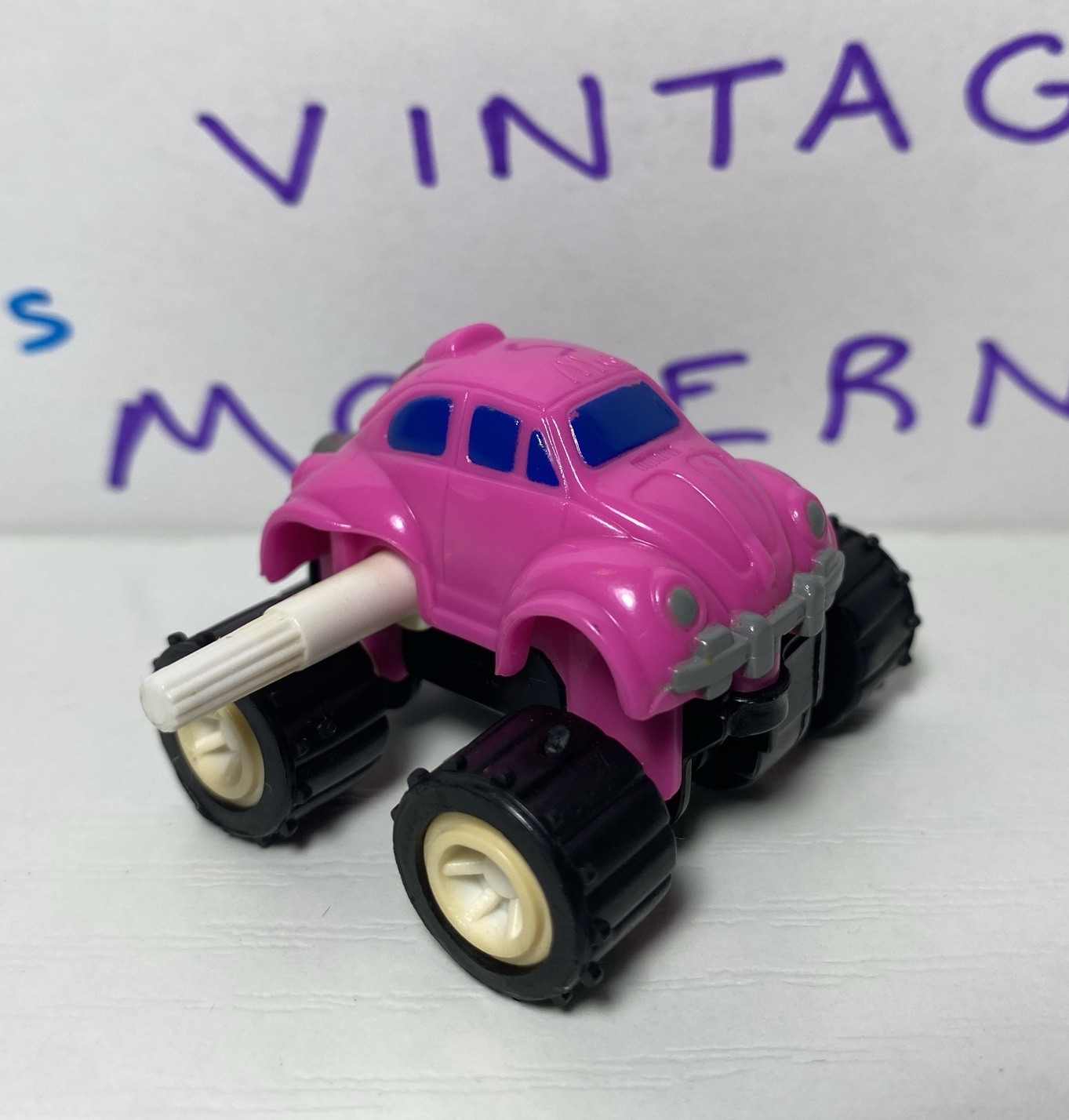 1991 McDonald's Happy Meal Toy  Mighty Mini Wind Up 4 x 4 Pink VW Bug 999N Z16