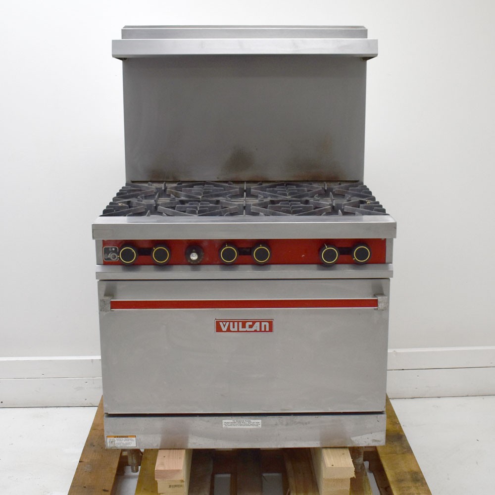 Vulcan 36L-572 36" 6-Burner Gas Range w/ Standard Oven and Backriser Low to 500°