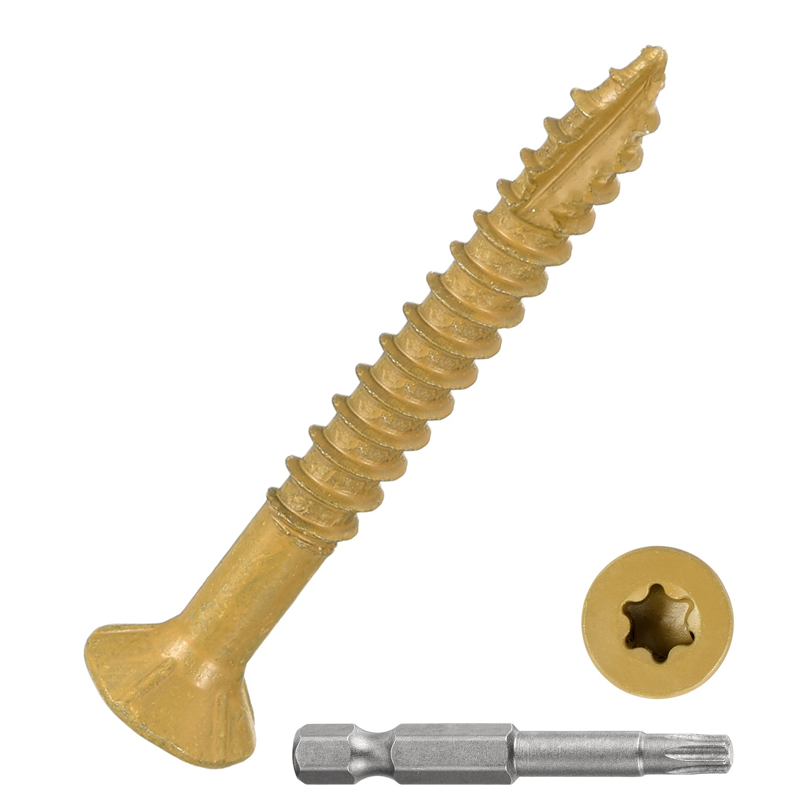 #9x1-1/2" Deck Screws - 300Pack - Carbon Steel Screw W/ T25 Star Bit - Tan