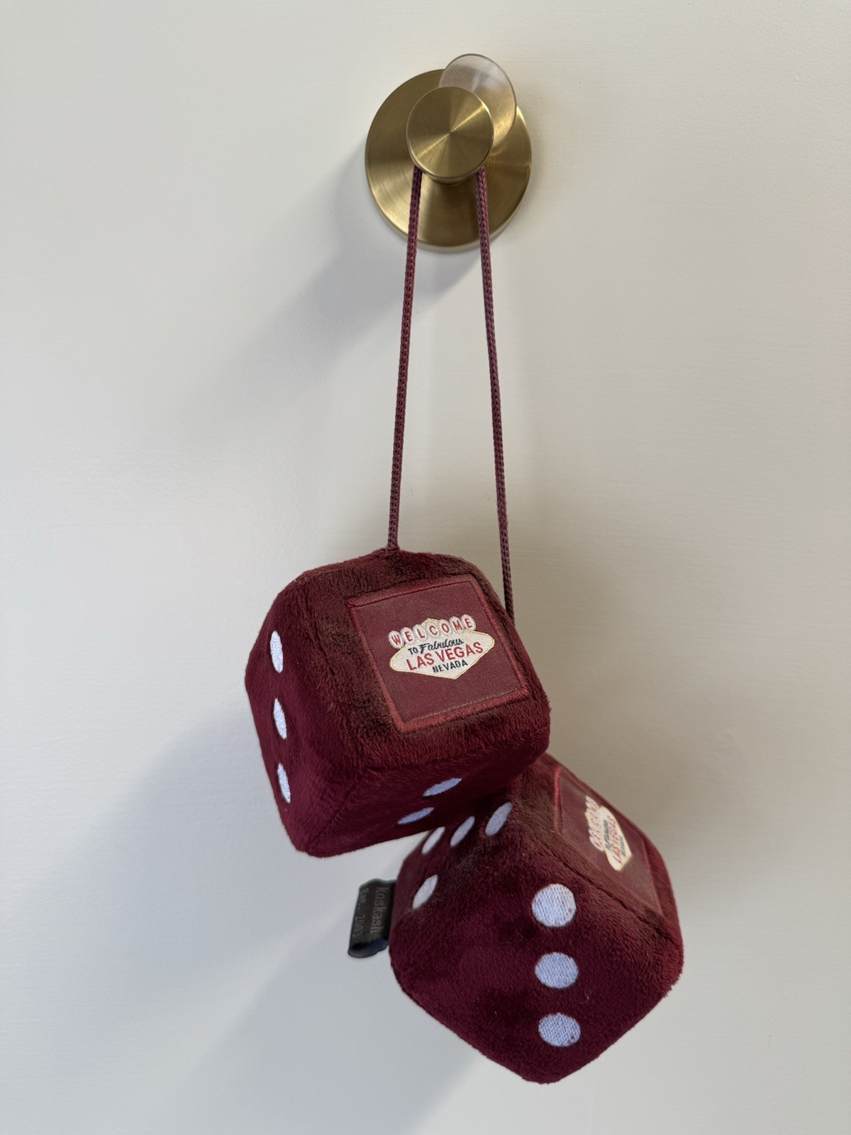 Vintage Las Vegas Fuzzy Plush  Car Dice W/suction Cup