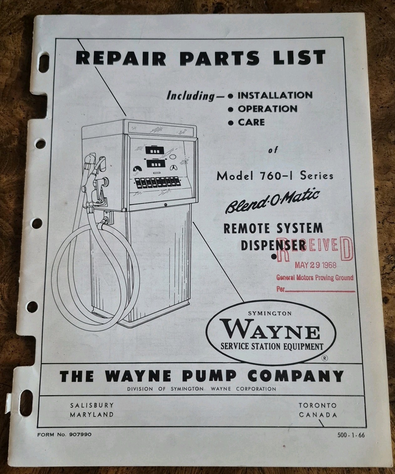 Vtg 1968 Wayne Gasoline Pump Repair Parts & Care Illustrated Manual Model 760