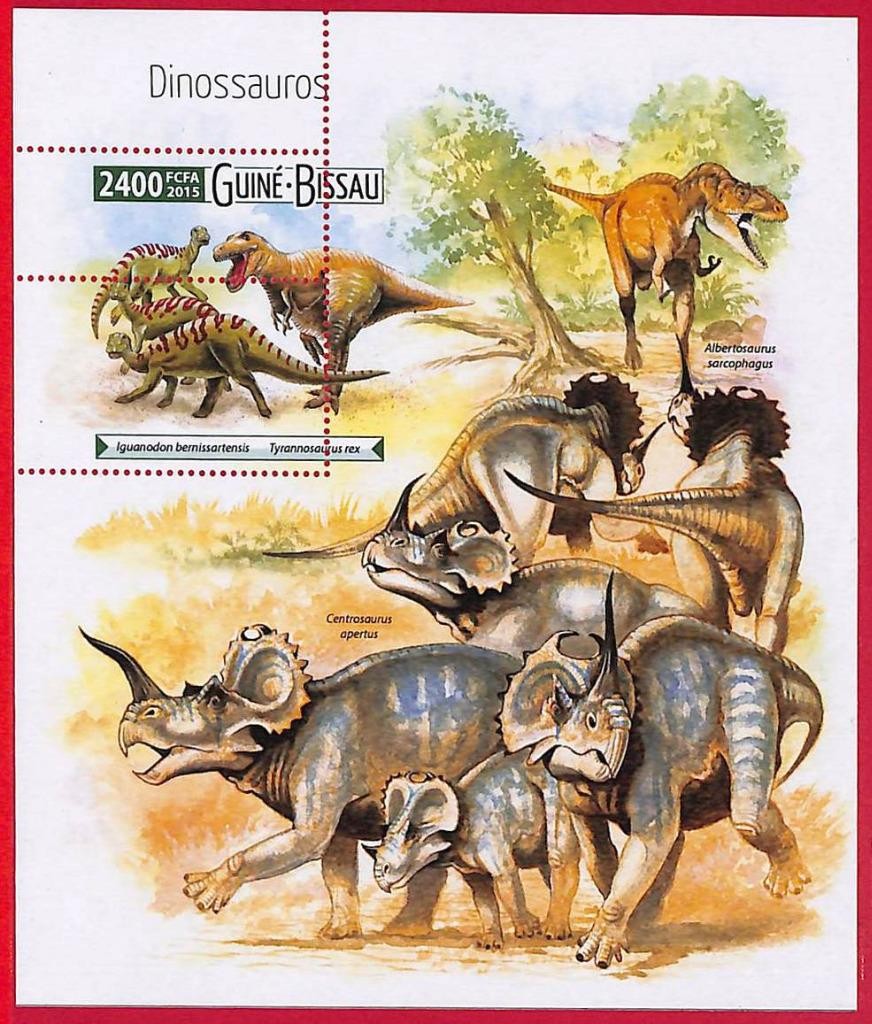 A5192 - GUINE-BISSAU - ERROR MISPERF Stamp Sheet - 2015 - Dinosaurs