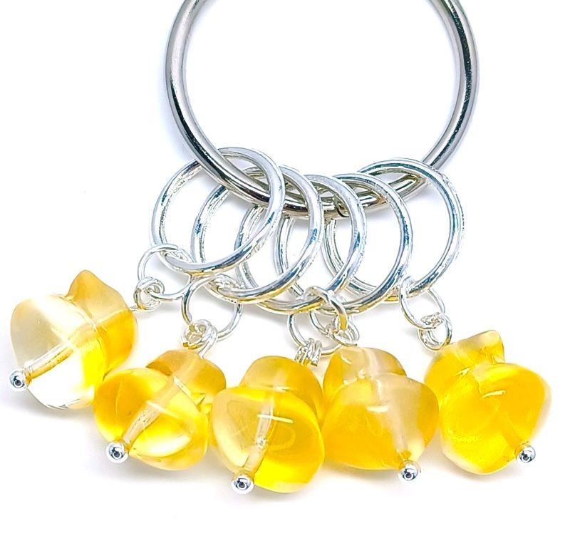 MikieLou Stitch Markers Premium Yellow Glass Rubber Ducks Rings Knitting USA