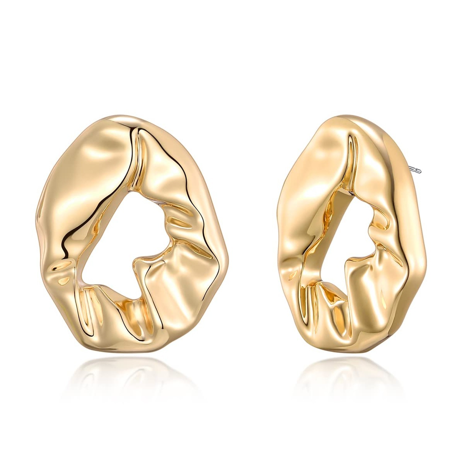 Gold Drop Earrings Geometric Hoop Earrings for Women Statement textured Dangl...