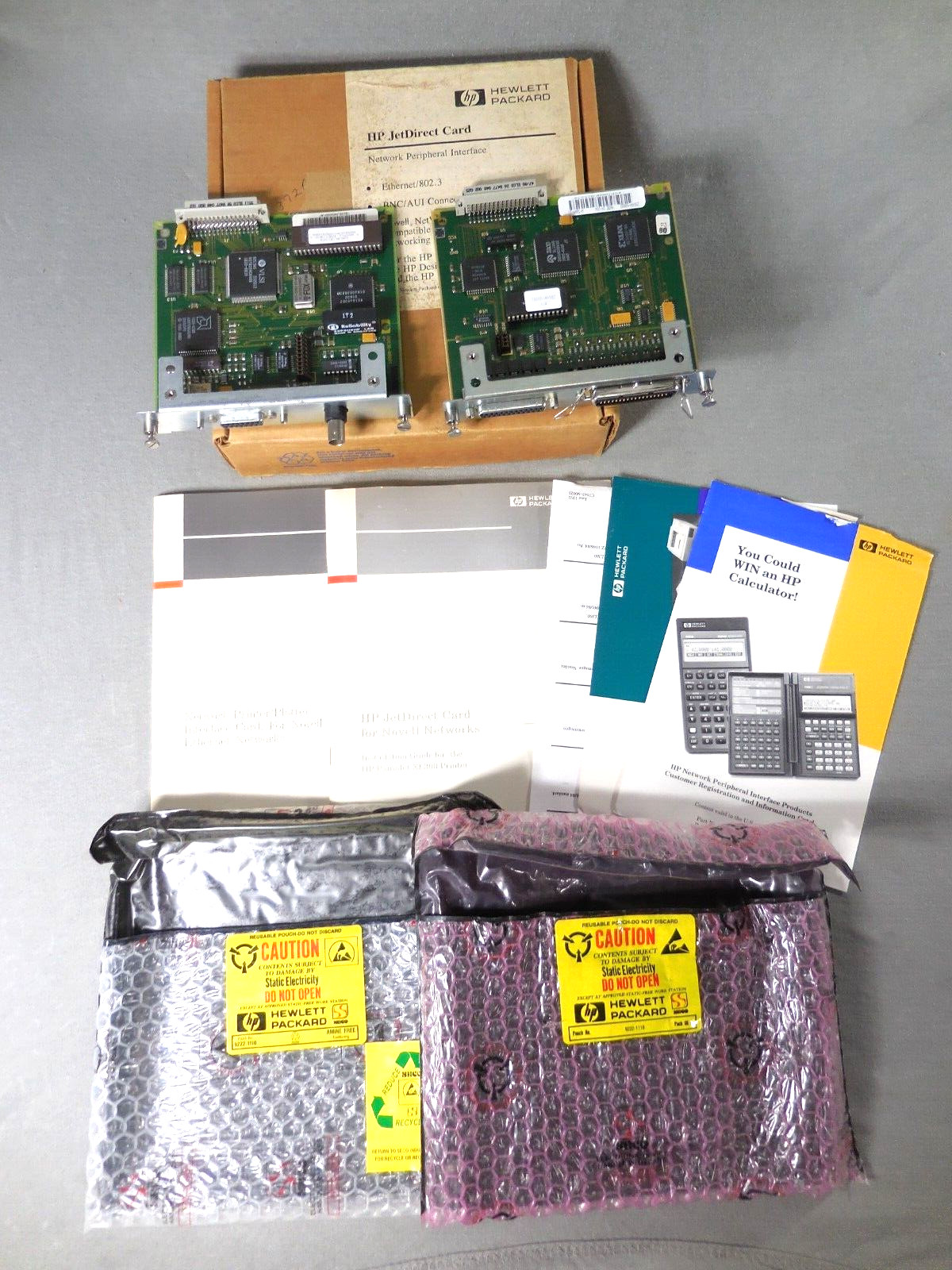 2 HP JetDirect Printer Expansion Cards Laserjet III PaintJet DesignJet & Manuals